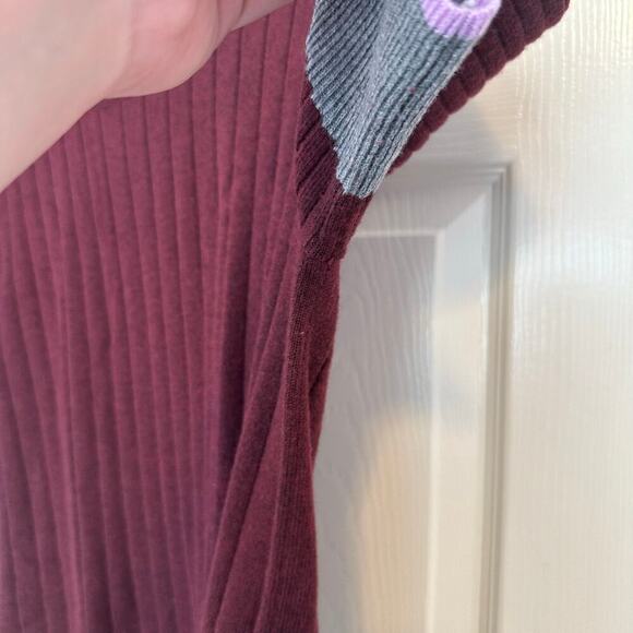 Tome Collective Short Sleeve Plum Ribbed Sweater Size L Merino Wool Blend - Picture 5 of 7